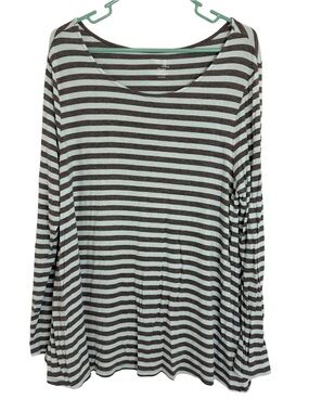3/$20 GAP Light Turquoise & Gray Striped Long Sleeve Round Neck Shirt